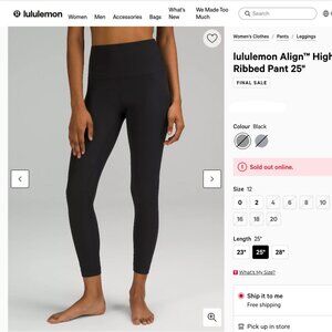 LULULEMON Align High-Rise Ribbed Pant 25"